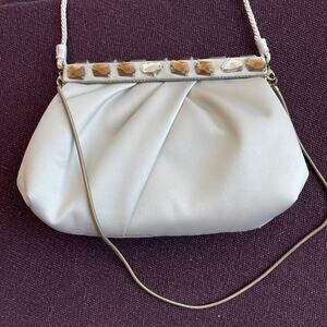 Kate Landry Satin Synthetic Fabric Evening Clutch Bag With Glass Crystals.